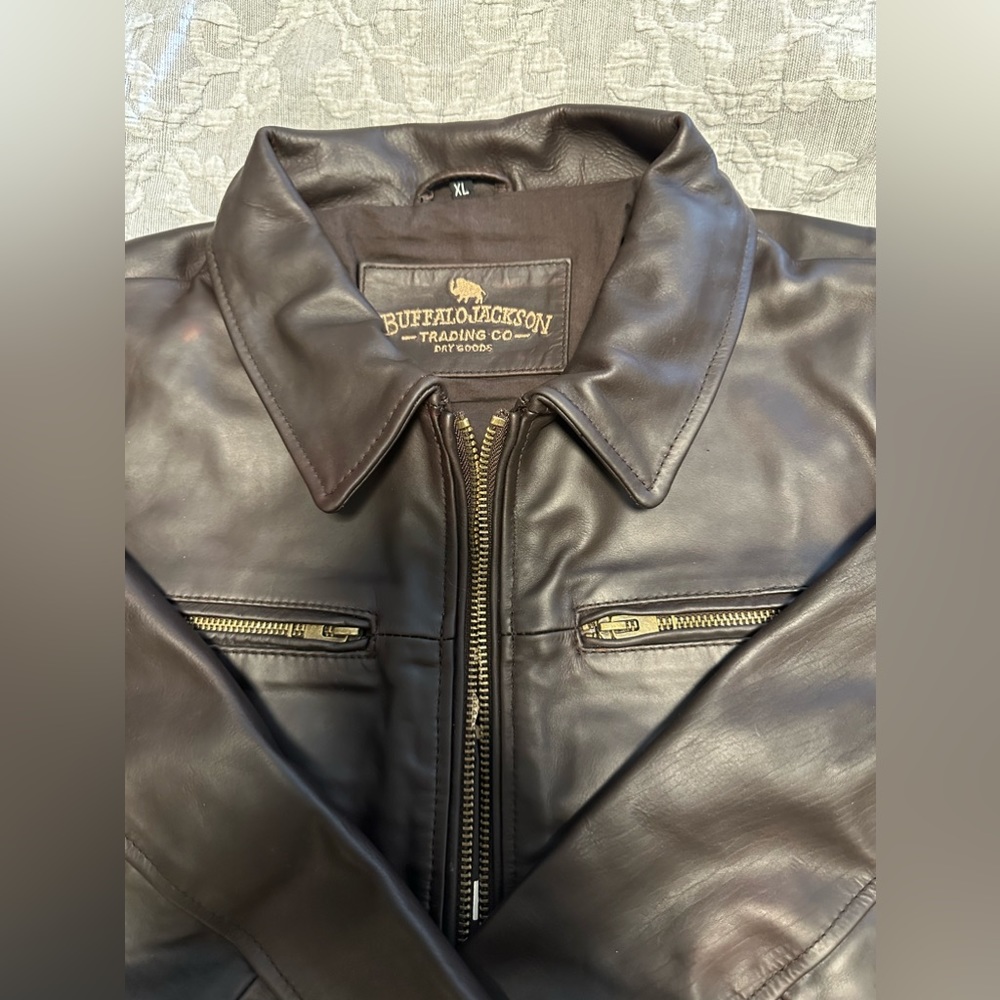 COPY - Buffalo Jackson Trading company heritage leather bomber jacket, gusseted…